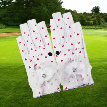 Перчатки для гольфа, 1 пара женских нескользящих перчаток с бантом без пальцев в форме сердца, перчатки для гольфа для занятий спортом на открытом воздухе, спортивная одежда
