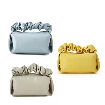Портативные женские сумки в стиле Ins из искусственной кожи с плиссированным карманом, женская сумка Cloud Bag, косметичка