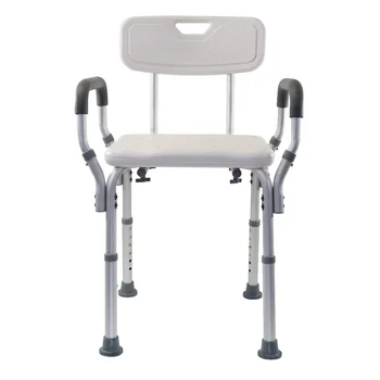Регулируемое по высоте формованное кресло для душа с мягкими подлокотниками и спинкой