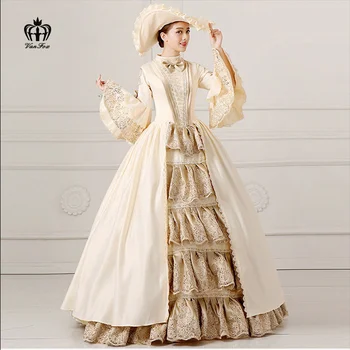 Роскошный Средневековый Викторианский костюм, платье цвета Шампанского и красного Цвета, Размер S-XL, Женский Карнавальный костюм, Винтажное Бальное платье, Вечернее платье