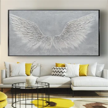 Ручная роспись художника, высококачественные картины маслом на холсте, Белые крылья Ангела, Современный абстрактный плакат для домашнего декора стен, художественная роспись