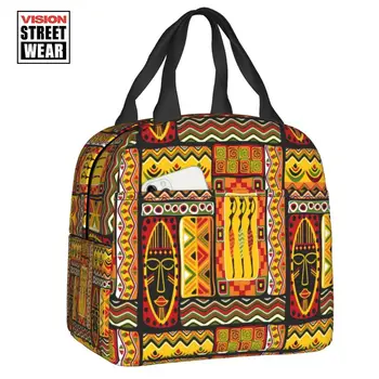 С рисунком африканских элементов, Изолированная сумка для ланча Для женщин, Африка, Этническая культура, Кулер, Термобокс для Бенто, Работа, Школа, Путешествия