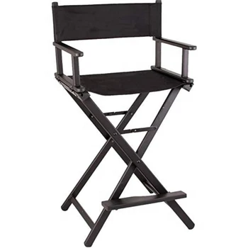 Сверхширокое режиссерское кресло премиум-класса, черная рама с черным полотном, высота стойки-алюминий / массив дерева, кресло для грима XY