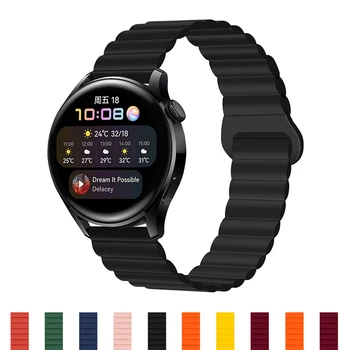 силиконовый ремешок 20 мм 22 мм для Samsung Galaxy watch 4/5 pro/3/active 2 amazfit браслет с магнитной петлей HUAWEI watch GT 2e Pro band