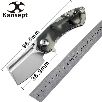 Складные Ножи Kansept Cleaver Mini Korvid T3030B5 с Острым Лезвием 154 см и Светящейся Ручкой из смолы для Кемпинга EDC Carry