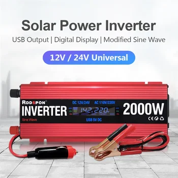 Солнечная энергия 600 Вт-2000 Вт Модифицированная синусоидальная волна USB автомобильный инвертор DC 12 В/24 В в AC 110 В/220 В преобразователь напряжения