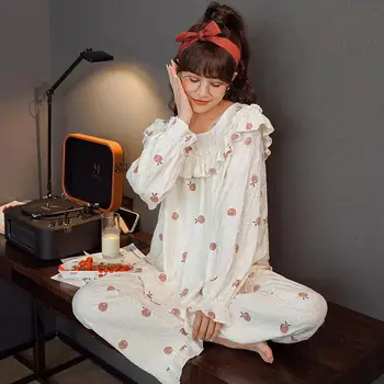 Суо и ЧАО, новая женская хлопковая пижама, костюм с длинным рукавом, милая пижама с героями мультфильмов, свободная повседневная домашняя одежда большого размера
