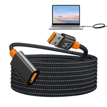 Удлинительный USB-шнур, Удлинительный кабель USB 3.0, Длинный USB-кабель в нейлоновой оплетке, Быстрая передача данных для мыши, клавиатуры, флэш-накопителя, принтера