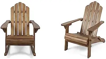 Уличное кресло-качалка из дерева акации Адирондак, темно-коричневая отделка