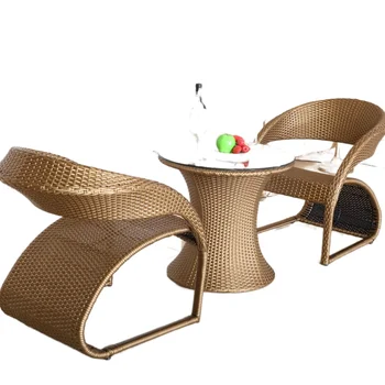 Уличные столы и стулья, набор садовой мебели для патио, бытовой стул из ротанга, комплект из трех предметов для отдыха, набор для сада и террасы на открытом воздухе