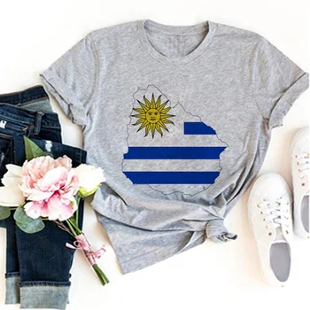 Уругвайская футболка, женская уличная летняя футболка, одежда с аниме для девочек