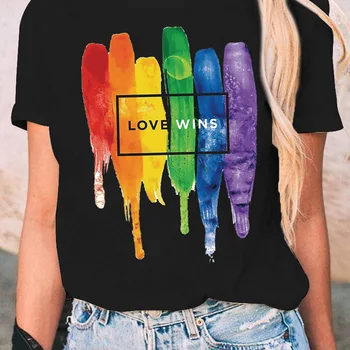Футболка с изображением радуги Love is Love, футболка с героями мультфильмов 