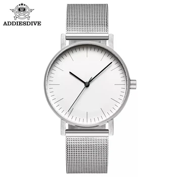 Часы Addies для пары, простой модный миланский ремешок из нержавеющей стали, водонепроницаемые часы длиной 50 м, корпус из нержавеющей стали, мужские кварцевые часы