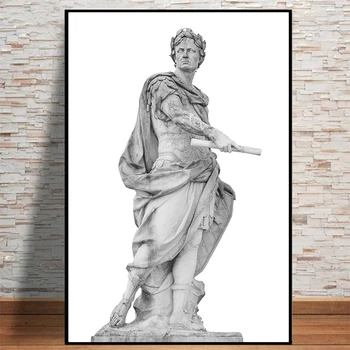 Черно-белая скульптура Римского императора Юлия, Статуя Цезаря, Плакат, картина на холсте, настенные художественные картины для украшения гостиной